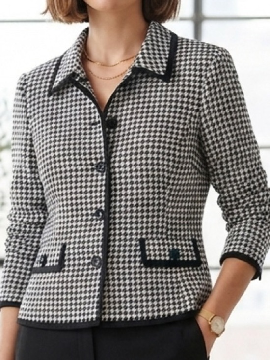 Appleseed's Jackets & Blazers - 90s Vintage Appleseed's Black & White Houndstooth Button-Up Jacket NEW!